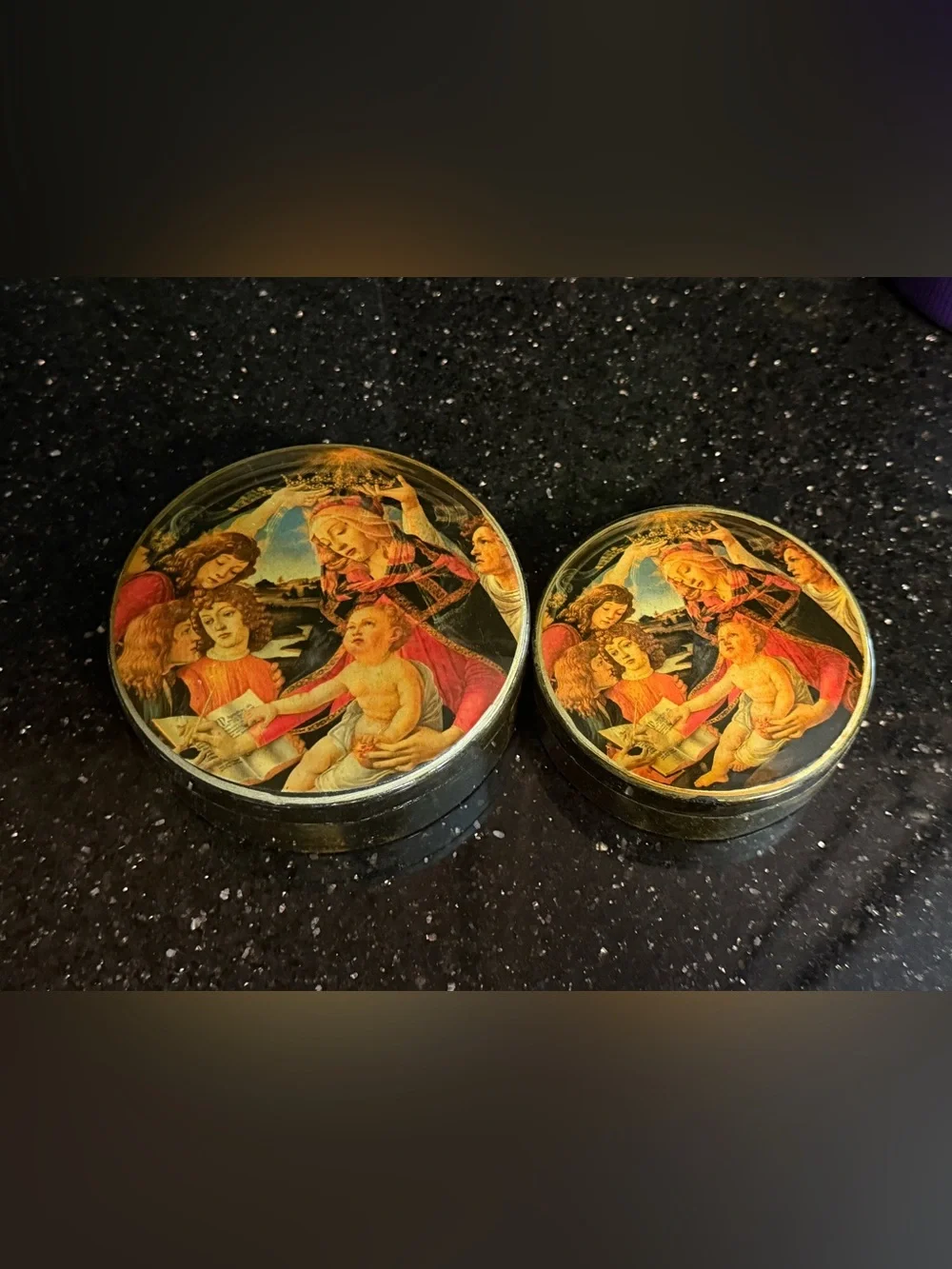 ✨ Beautiful Vintage Sandro Botticelli Art Trinket Box Set